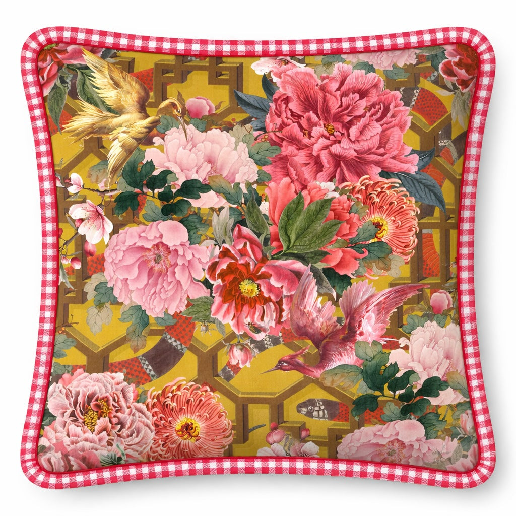 Deko Kissen, Flora Luxury Karro 45x45 cm - Blumen Design mit Karro Keder