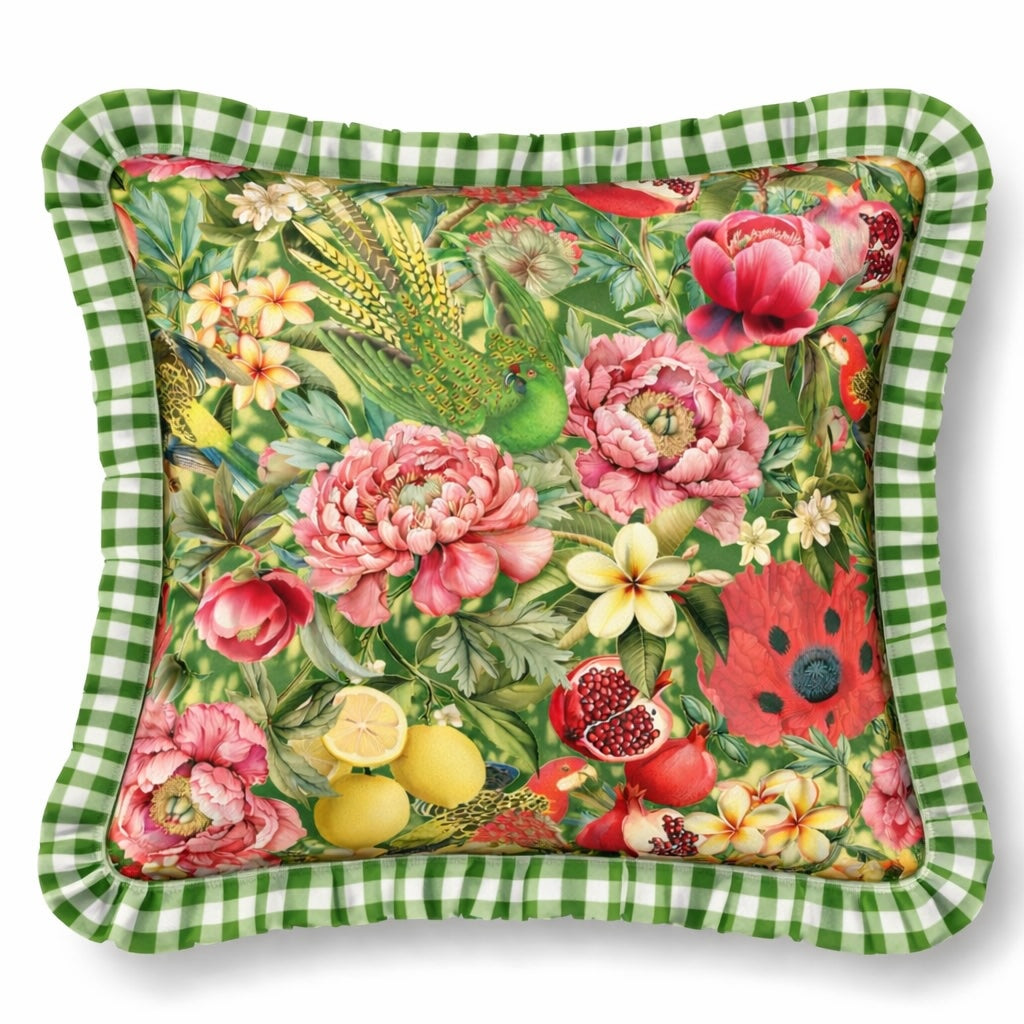 Deko Kissen - Flora Rose Luxury 45x45 cm - Blumen Karro Design - mit Keder