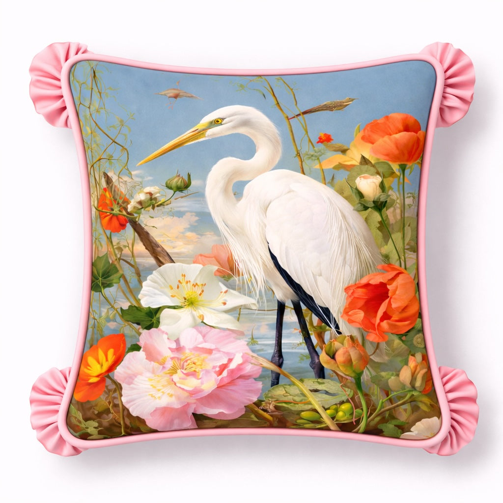 Deko Kissen, Holly Dream 45x45 cm - Blumen Design - mit Keder und Rüschen